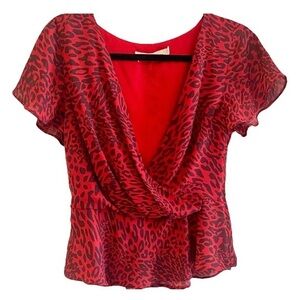 Fame and Partners Scarlet Animal Print Blouse Sz 4 US